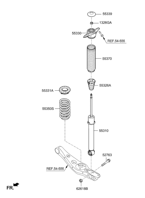 2020 Hyundai Tucson Rear Shock Absorber Assembly Diagram for 55311-D3700
