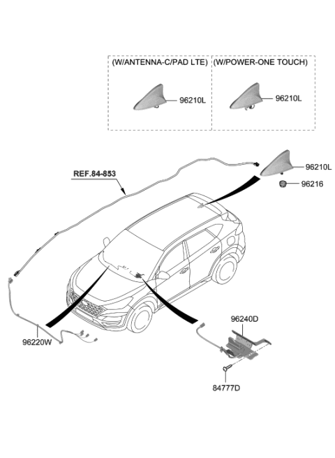 2020 Hyundai Tucson Combination Antenna Assembly Diagram for 96210-D3200-TCM