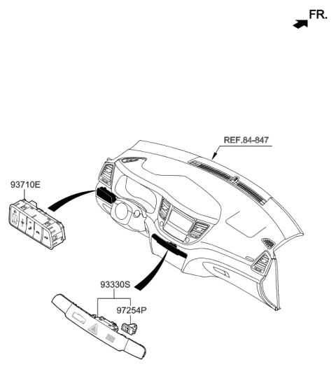 2020 Hyundai Tucson Switch Assembly-Side Crash Pad Diagram for 93710-D3350-TGG