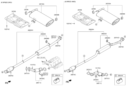 2021 Hyundai Tucson Rear Muffler Assembly Diagram for 28710-D3580