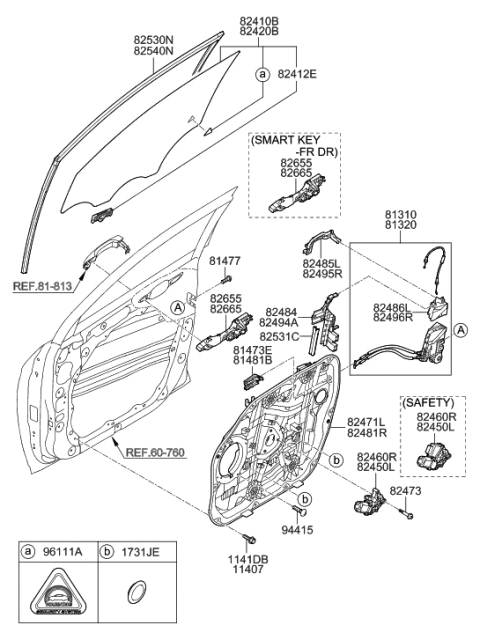 2019 Hyundai Tucson Bracket-Front Outside Handle Support Diagram for 82485-D3000