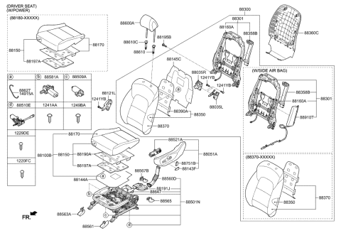 2021 Hyundai Tucson Front Left-Hand Seat Back Covering Assembly Diagram for 88360-D3055-RSK