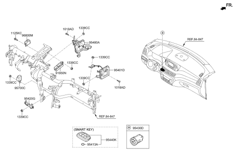 2020 Hyundai Tucson Brake Control Module And Receiver Unit Assembly Diagram for 95410-D3AA0