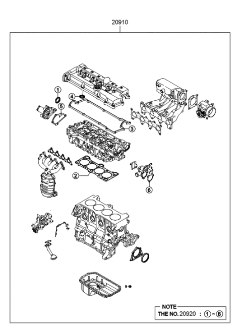 2006 Hyundai Accent Gasket Kit-Engine Overhaul Diagram for 20910-26K00