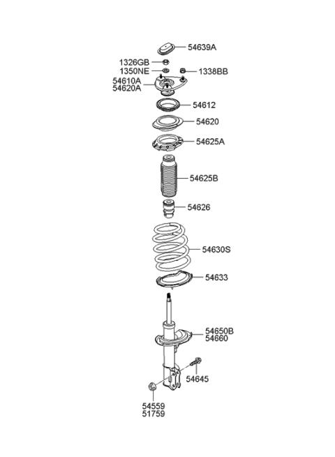 2005 Hyundai Accent Front Spring Seat Assembly Diagram for 54623-1G100