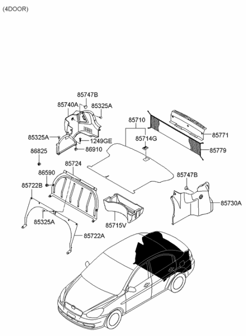 2005 Hyundai Accent Mat Assembly-Luggage Covering Diagram for 85710-1E050-MC