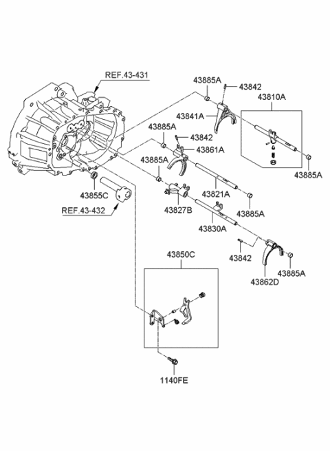 2006 Hyundai Accent Fork-Shift(3&4) Diagram for 43861-23003