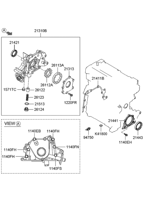 2006 Hyundai Accent Gear-Oil Pump Outer Diagram for 26113-26800