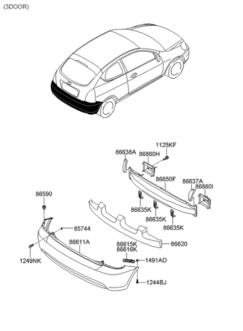 2005 Hyundai Accent Rear Bumper Diagram 2