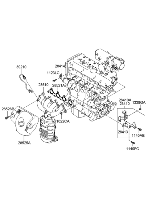 2005 Hyundai Accent Exhaust Manifold Assembly Diagram for 28510-26190
