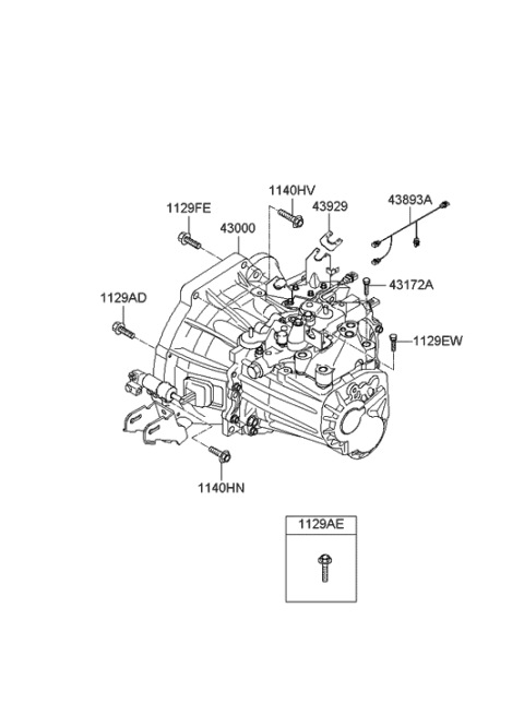 2005 Hyundai Accent Transmission Assembly-Manual Diagram for 43000-23031