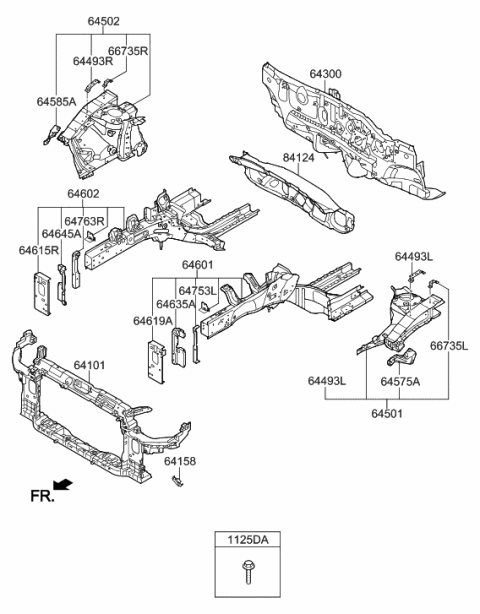 2014 Hyundai Elantra Panel Assembly-Fender Apron,RH Diagram for 64520-3Y500