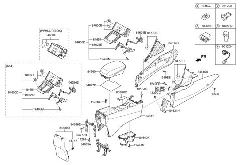 2015 Hyundai Elantra Console Armrest Assembly Diagram for 84660-3YAB0-RY
