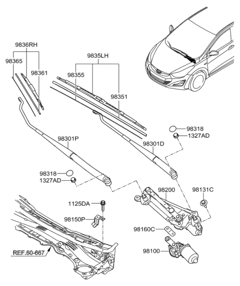 2015 Hyundai Elantra Windshield Wiper Diagram