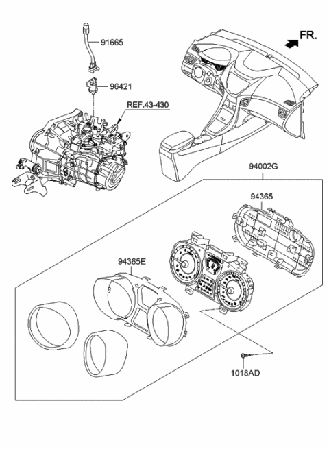 2014 Hyundai Elantra Case-Cluster,Lower Diagram for 94365-3Y500