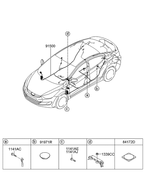 2014 Hyundai Elantra Wiring Assembly-Floor Diagram for 91502-3Y060