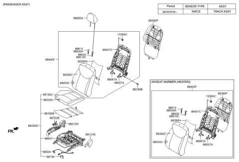 2014 Hyundai Elantra Back Assembly-Front Seat Passenger Diagram for 88400-3Y810-MSF