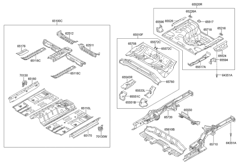 2015 Hyundai Elantra Panel Assembly-Floor,Center Diagram for 65100-3Y500
