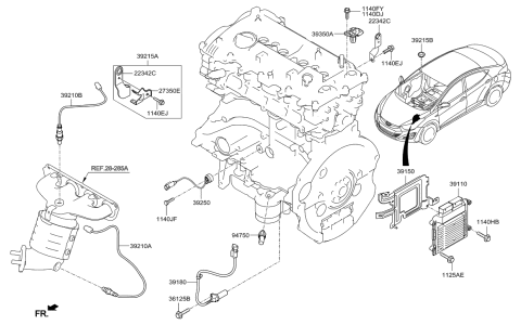 2015 Hyundai Elantra Engine Control Module Unit Diagram for 39101-2EML4