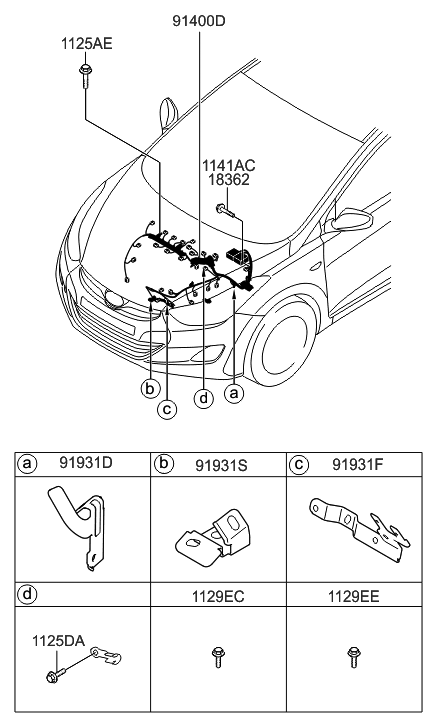 2015 Hyundai Elantra Wiring Assembly-Control Diagram for 91431-3Y080