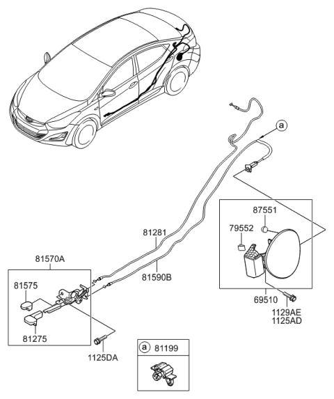 2015 Hyundai Elantra Catch & Cable Assembly-Fuel Filler Diagram for 81590-3X001