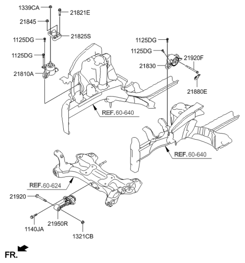 2014 Hyundai Elantra Transaxle Mounting Bracket Assembly Diagram for 21830-A5300