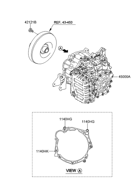 2015 Hyundai Elantra Ata & Torque Converter Assembly Diagram for 45000-26309