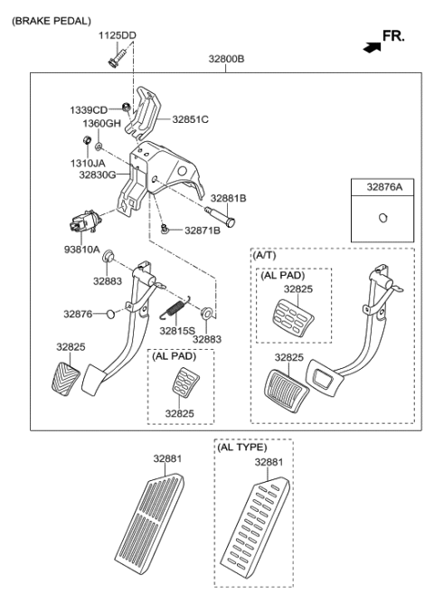 2015 Hyundai Elantra Brake & Clutch Pedal Diagram 1
