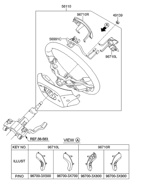 2014 Hyundai Elantra Steering Wheel Assembly Diagram for 56110-3Y922-RY