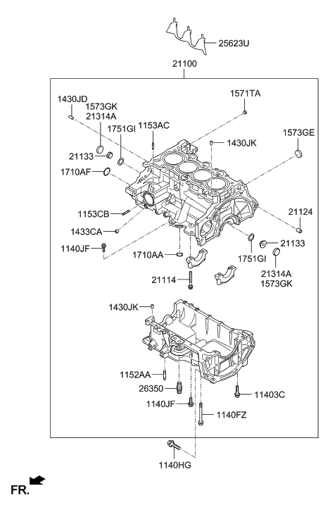 2014 Hyundai Accent Cylinder Block Diagram