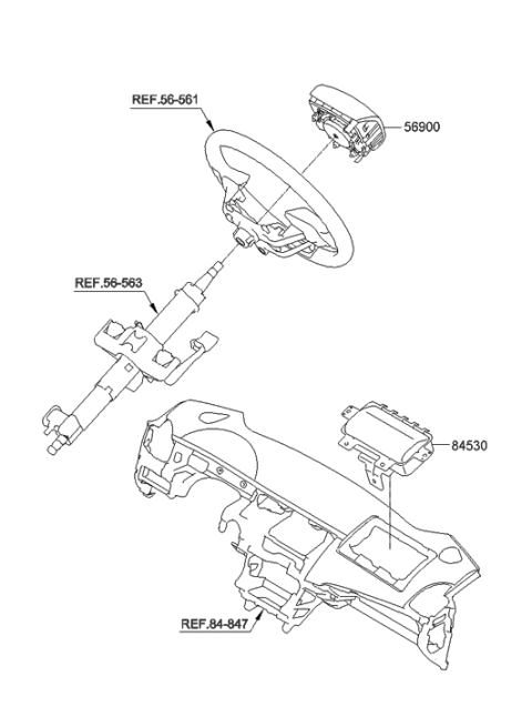 2014 Hyundai Accent Module Assembly-Steering Wheel Air Bag Diagram for 56900-1R500-9Y
