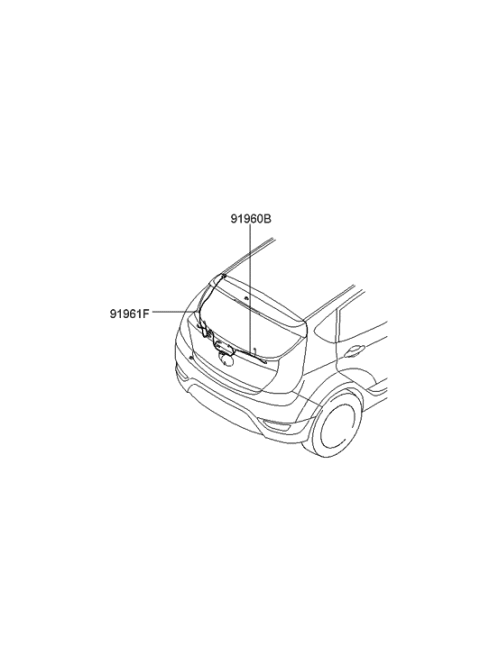2014 Hyundai Accent Wiring Assembly-Tail Gate Diagram for 91680-1R033