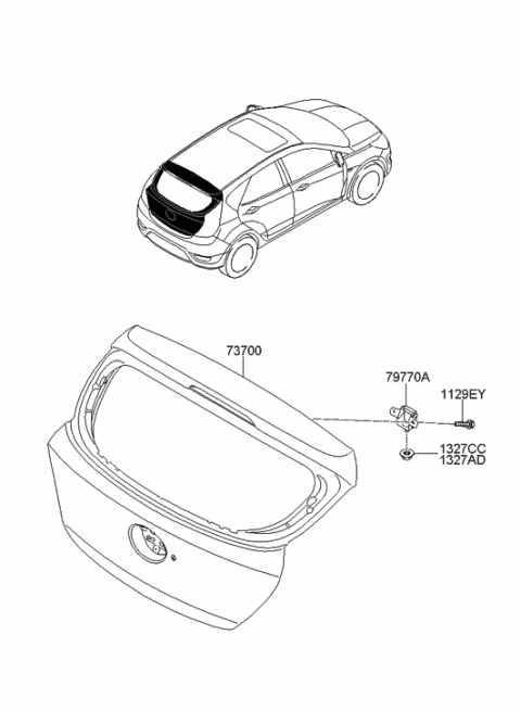 2014 Hyundai Accent Panel Assembly-Tail Gate Diagram for 73700-1R200