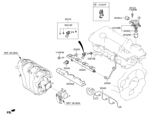 2013 Hyundai Accent Injector Assembly-Fuel Diagram for 35310-2B110
