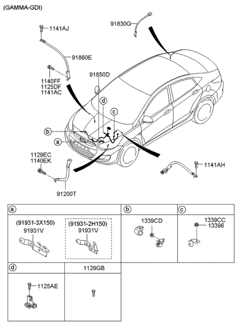 2013 Hyundai Accent Wiring Assembly-Battery Diagram for 91850-1R210
