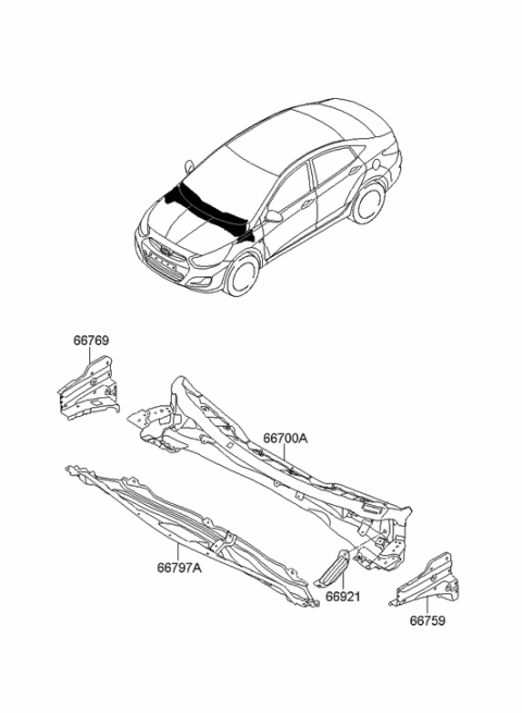 2014 Hyundai Accent Member-Cowl Side Upper Outer,RH Diagram for 66768-1R300