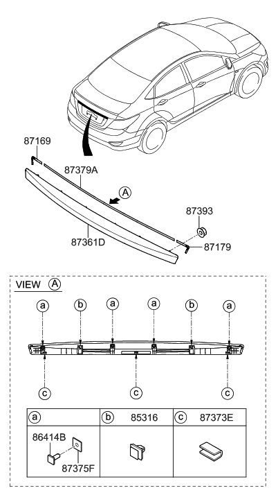 2014 Hyundai Accent Back Panel Moulding Diagram 1