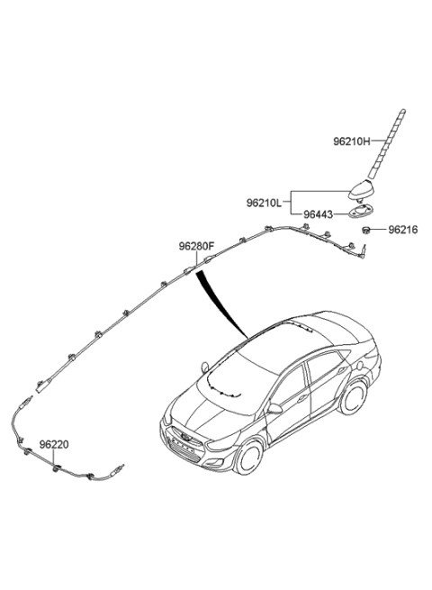 2013 Hyundai Accent Feeder Cable-Antenna Diagram for 96225-1R300