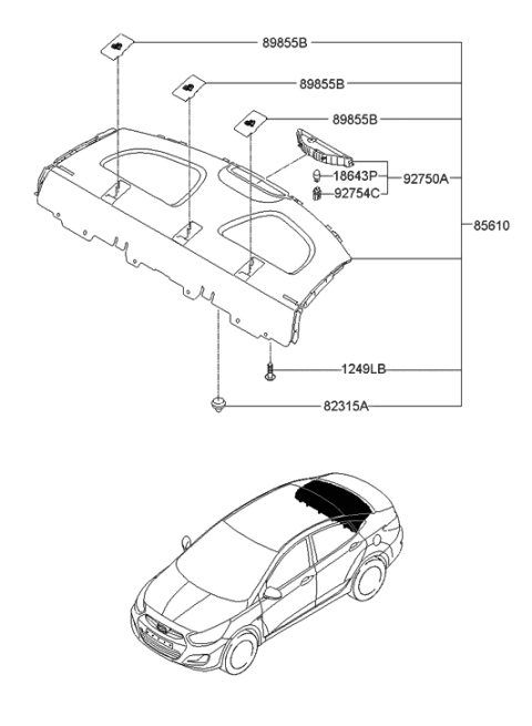 2012 Hyundai Accent Rear Package Tray Diagram