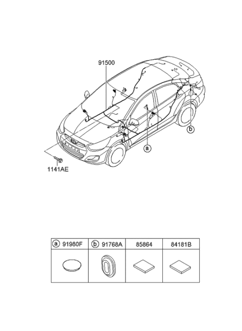 2013 Hyundai Accent Wiring Assembly-Floor Diagram for 91560-1R010
