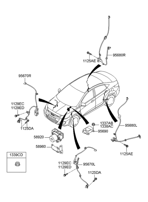 2011 Hyundai Accent Sensor Assembly-Yaw Rate&G Diagram for 95690-2T150