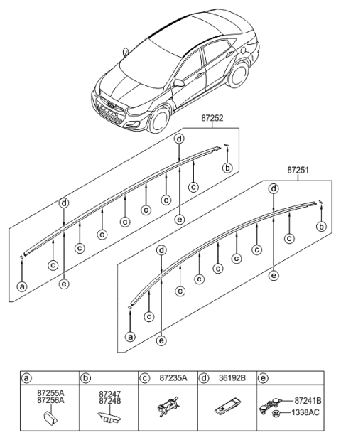 2014 Hyundai Accent Piece-Roof Garnish End Rear,RH Diagram for 87244-1R200