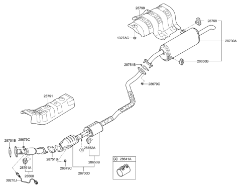 2013 Hyundai Accent Muffler & Exhaust Pipe Diagram