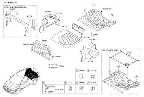 2011 Hyundai Accent Mat Assembly-Luggage Covering Diagram for 85710-1R100-RY