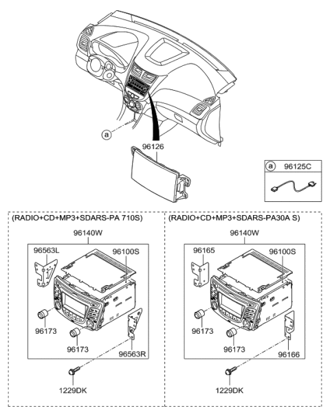 2011 Hyundai Accent Audio Assembly Diagram for 96170-1R110-4X