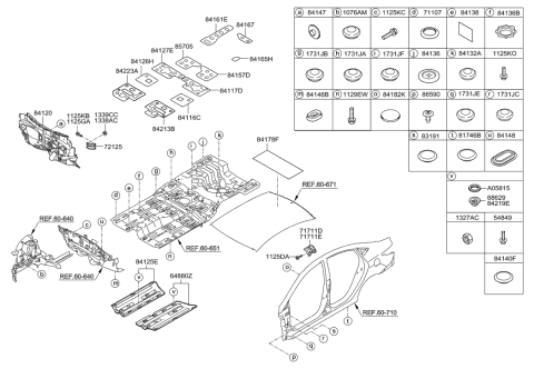 2013 Hyundai Accent Anti Pad-Center Floor Center Side,RH Diagram for 84126-1R000