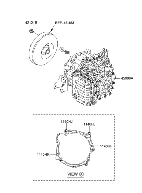 2014 Hyundai Accent Ata & Torque Converter Assembly Diagram for 45000-26030