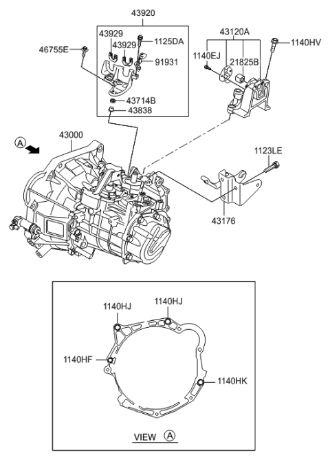 2012 Hyundai Accent Transmission Assembly-Manual Diagram for 43000-26737