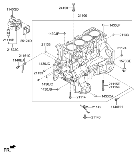 2010 Hyundai Genesis Coupe Block Assembly-Cylinder Diagram for 313QT-2CA06-A