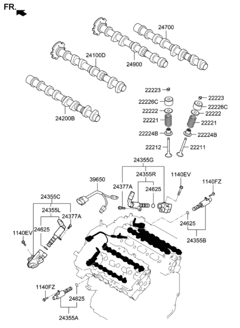 2008 Hyundai Genesis Coupe Camshaft Assembly-Exhaust,LH Diagram for 24200-3C750